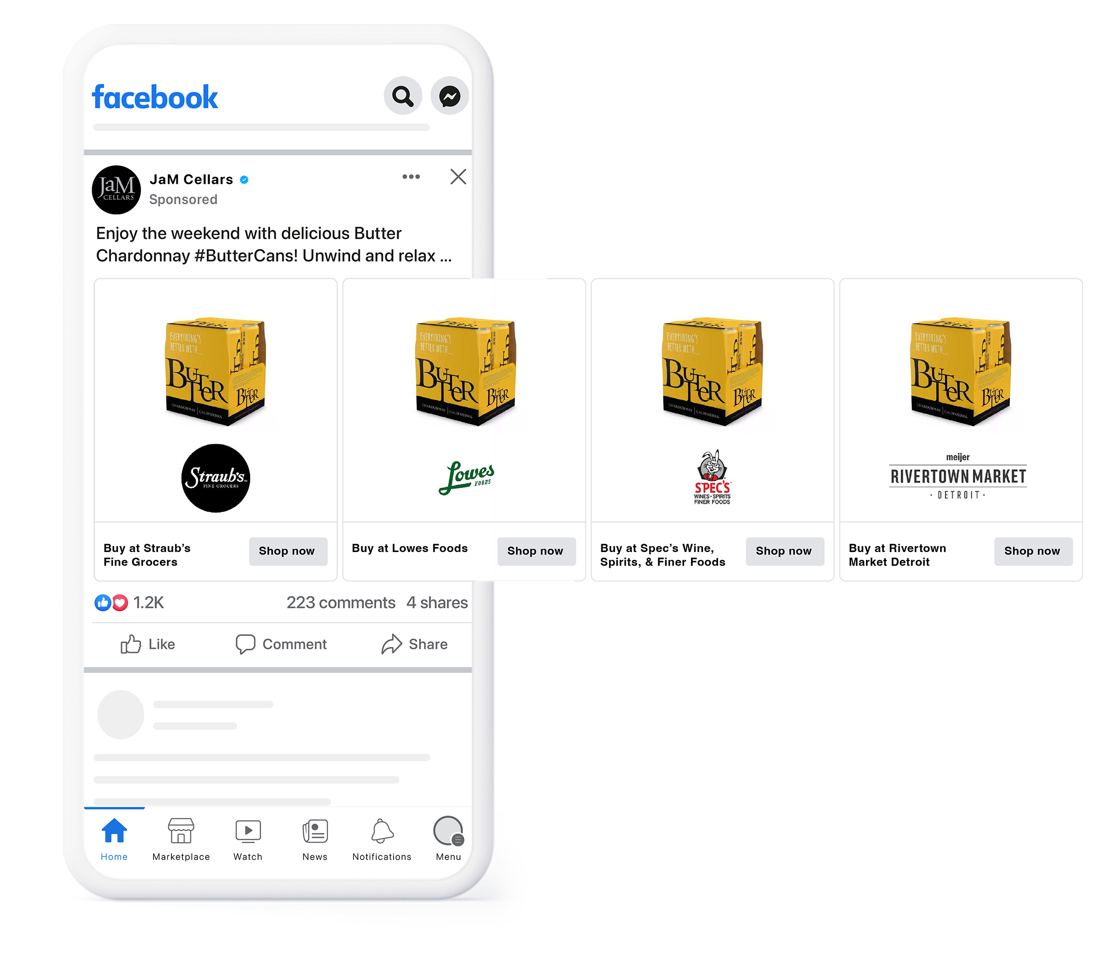 JaMCellars Pear Connect Facebook Carousel Ads